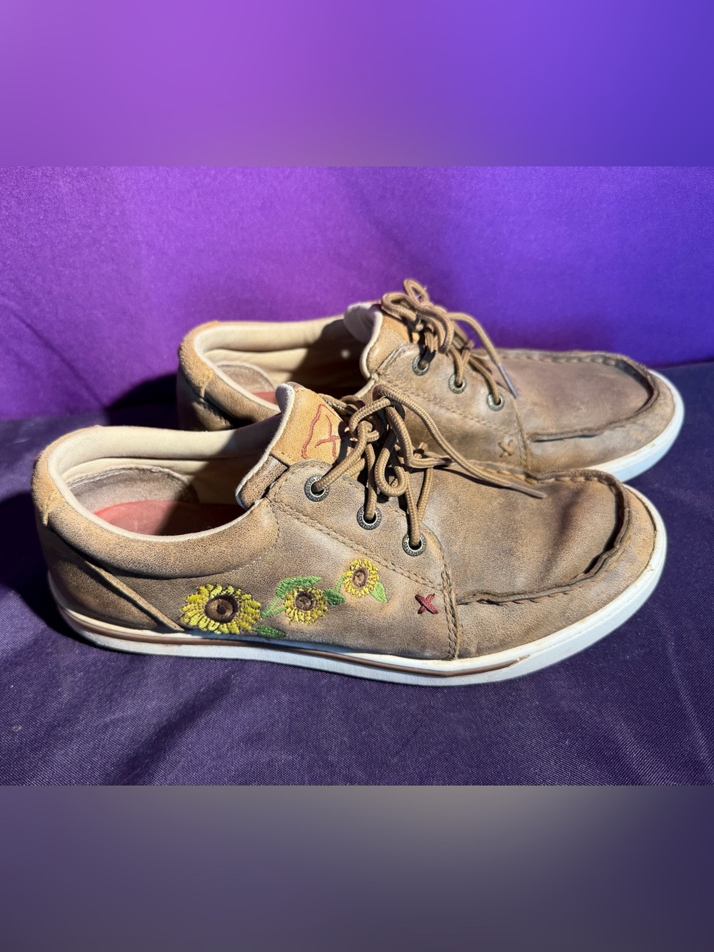 Twisted X Western Sunflower Western LoafersBrown Leather Shoes Womens Size 8.5 M